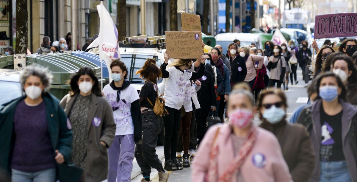 Manifestación do 8M, Día Internacional da Muller 2021, en Pontevedra