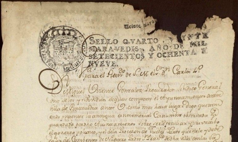 Fragmento de la primera página de los autos y acuerdos para la celebración de la procesión de la Semana Santa de 1789