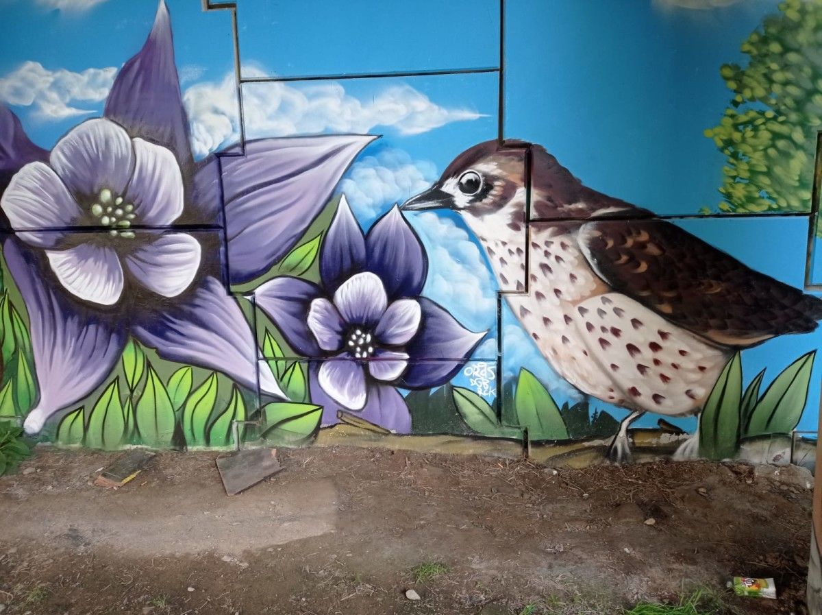 Recuperación do mural no río dos Gafos