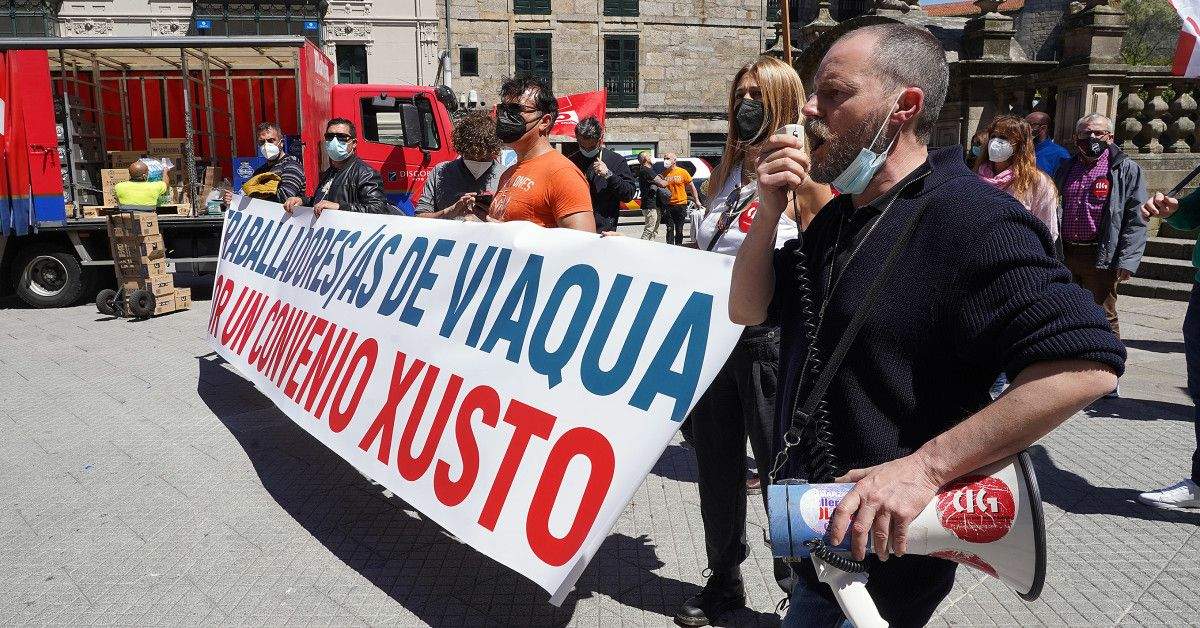 Protesta de traballadores de Viaqua