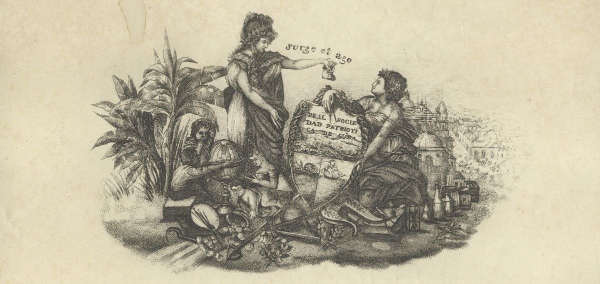 Detalle do diploma co título de socio de honra, concedido pola Real Sociedad Económica de Santiago de Cuba, a Casto Méndez Núñez