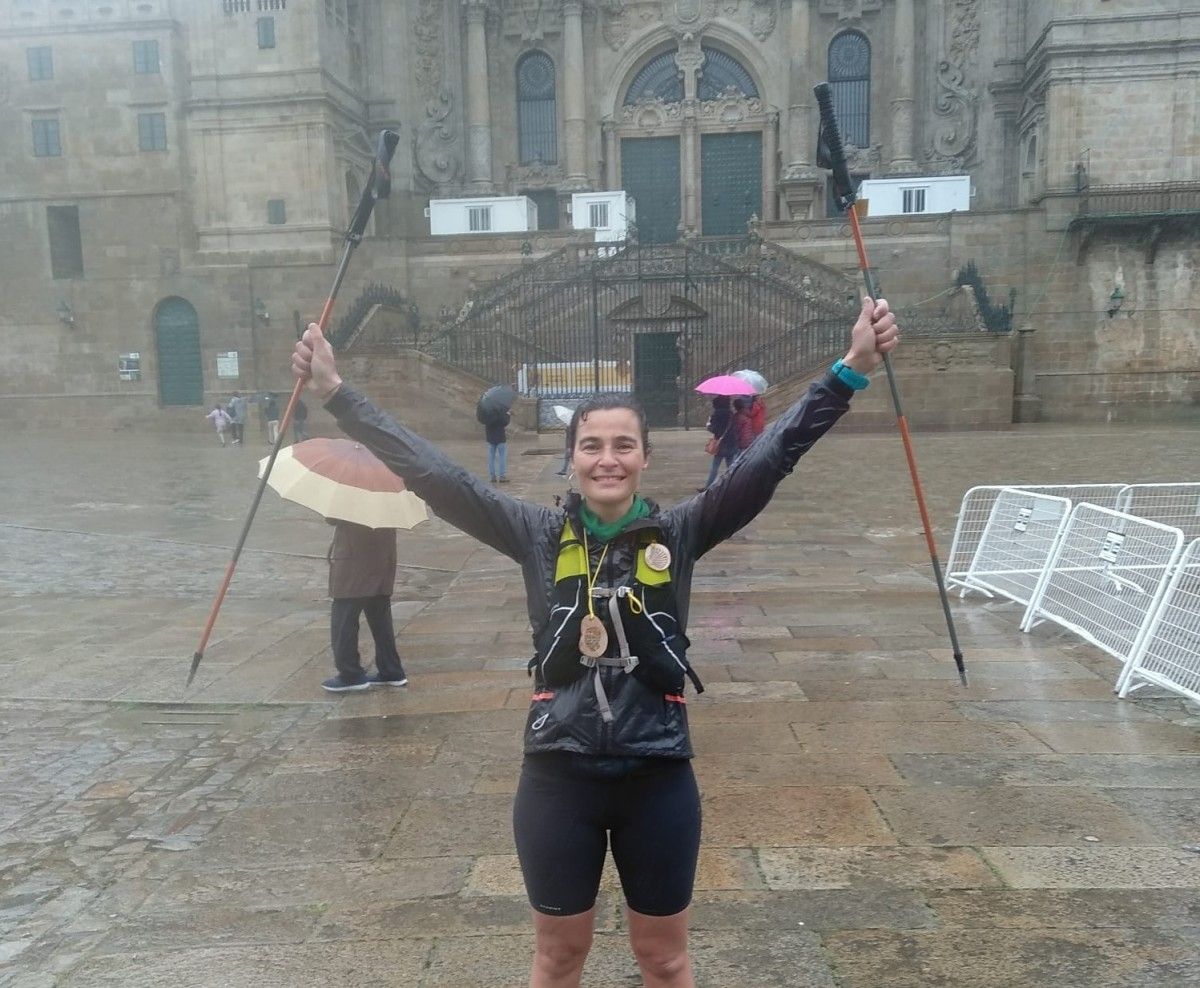 Raquel Carragal a su llegada a la Praza do Obradoiro