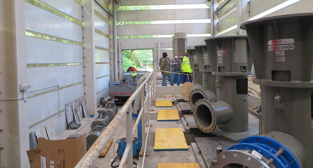 Obras na estación de bombeo de Monte Porreiro