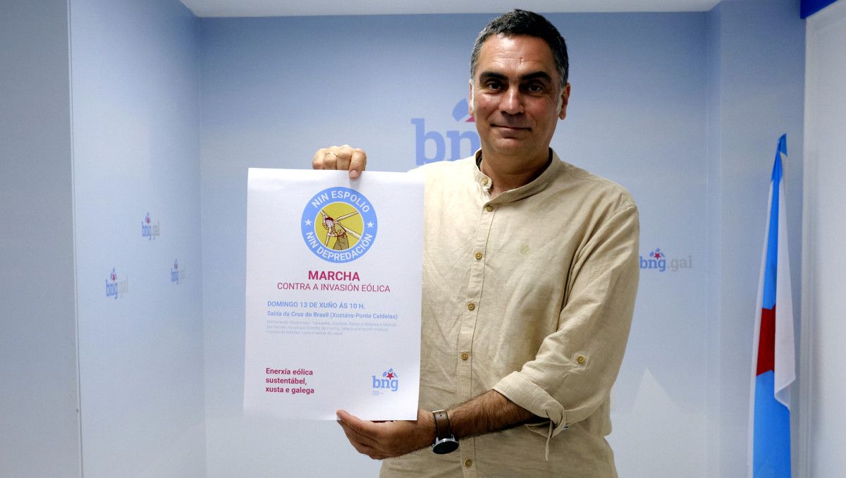 Demetrio Gómez, del BNG, presenta la marcha contra la "invasión eólica"