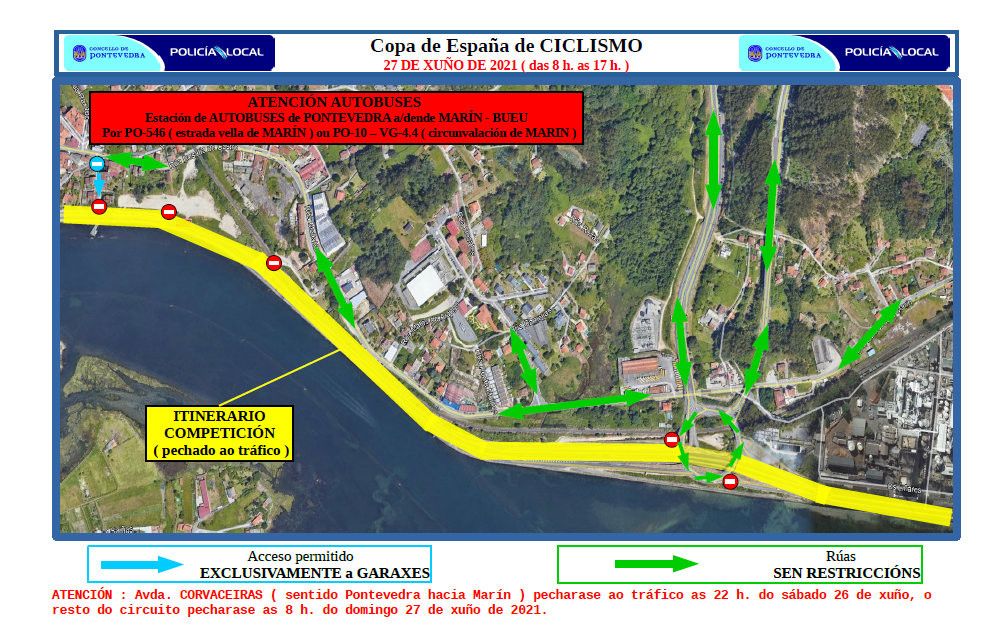 Zonas afectados polo itinerario da competición