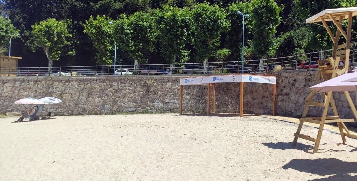 Zona de sombra en la playa de Portocelo