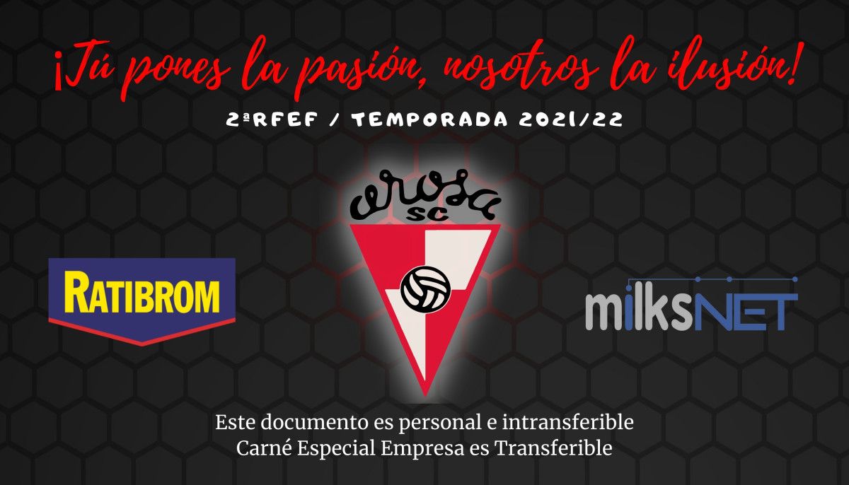 Parte traseira do carné de socio do Arosa para a tempada 21/22