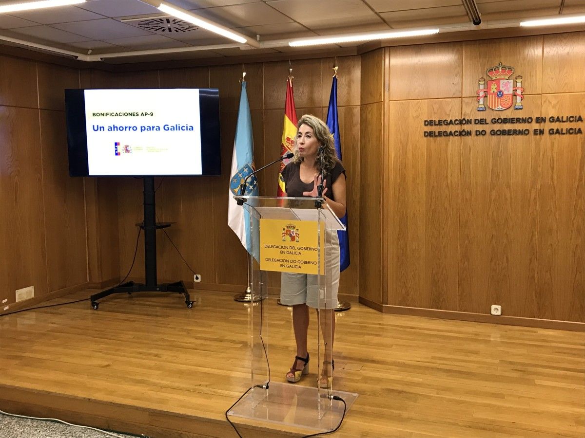 A ministra de Transporte, Raquel Sánchez, presenta as bonificacións para a AP-9