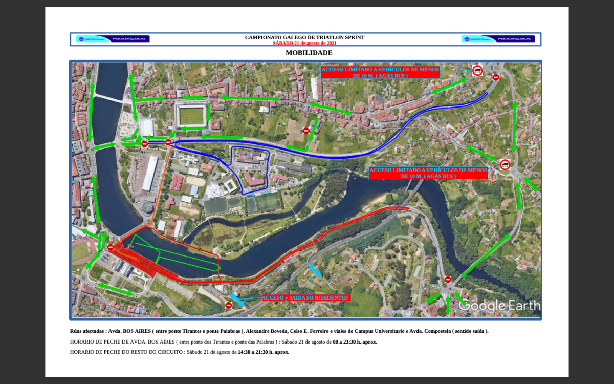 Dispositivo de tráfico por el Campeonato Gallego de Triatlón Sprint