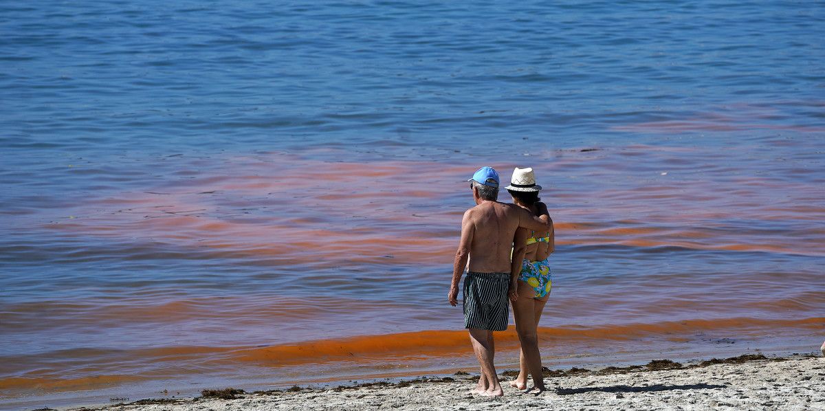 Marea roja provocada por las noctilucas en Sanxenxo