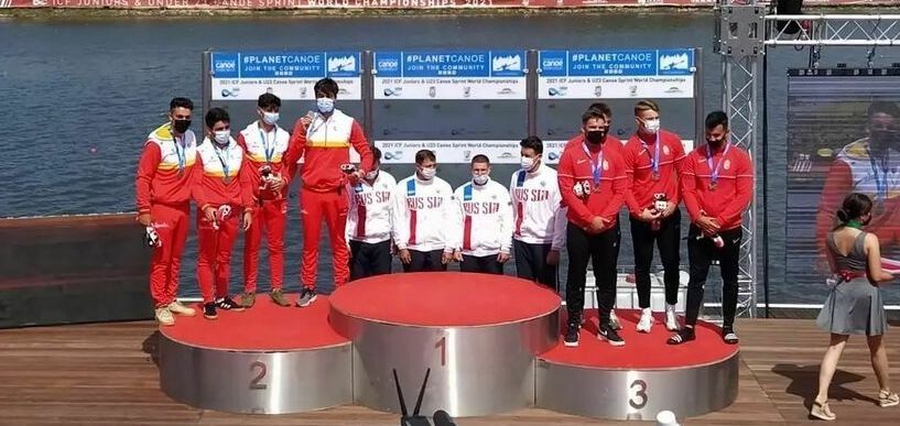 Podio do C-4 Sub23 no Campionato del Mundo Sprint de Montemor-O-Velho