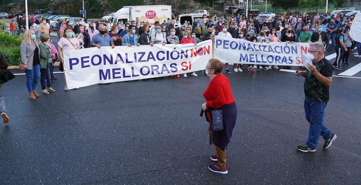Protesta da veciñanza de Monte Porreiro contra a peonalización