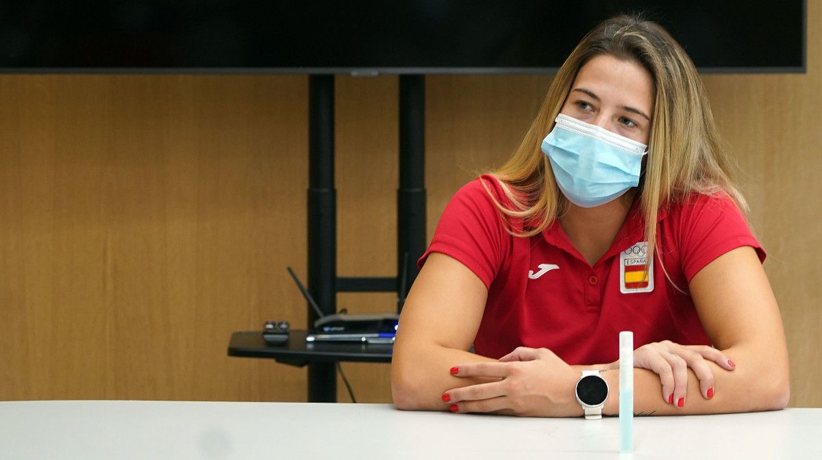 Lydia Pérez, en la recepción municipal al equipo nacional femenino de lucha 