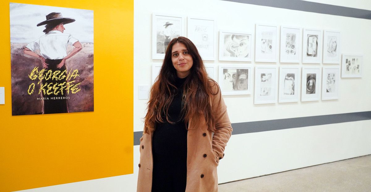 María Herreros na inauguración da exposición "A arte no cómic"
