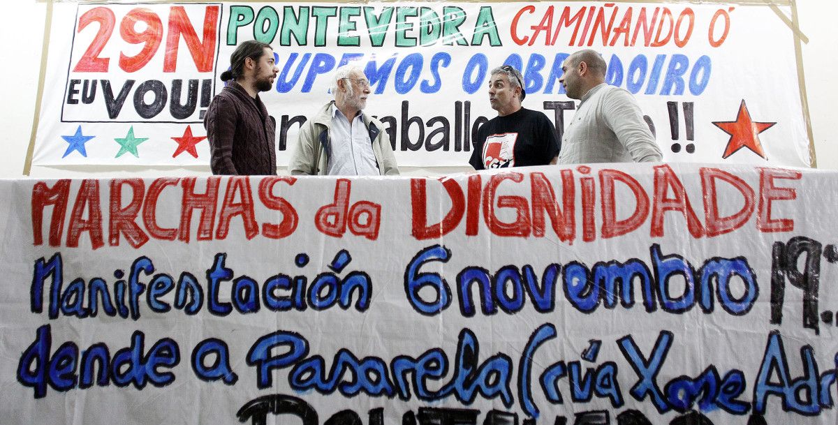 Representantes de la Plataforma local de las Marchas da Dignidade