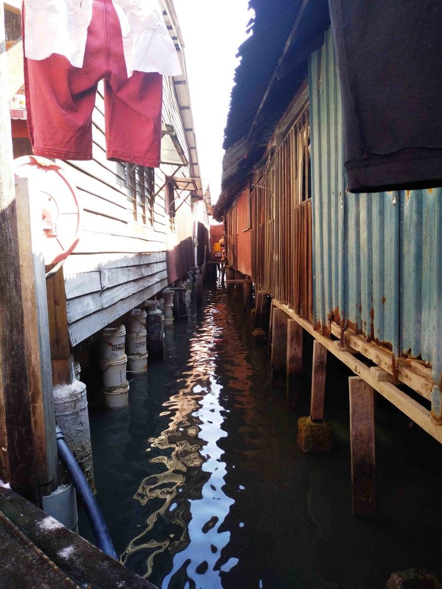 Casas sobre o mar en Chew Jetty