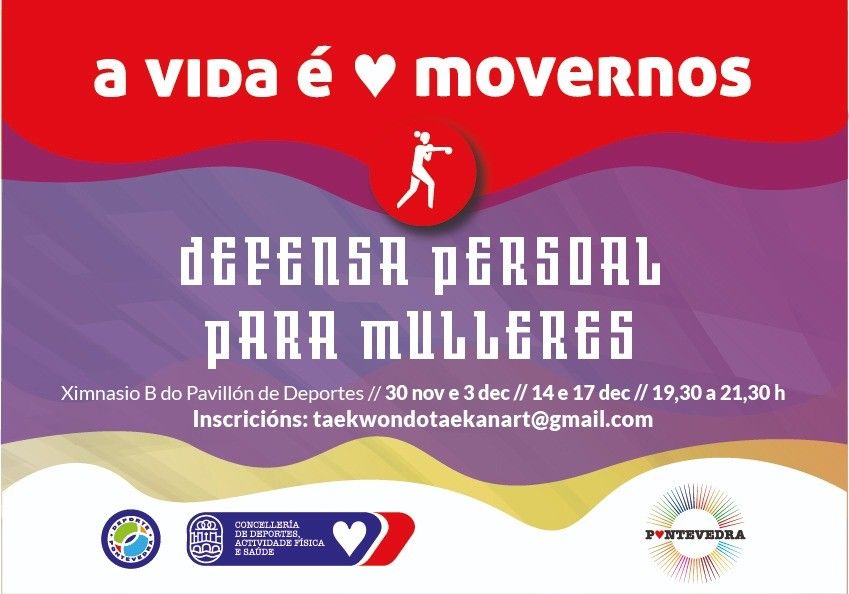 Cartaz dos obradoiros de Defensa Persoal para Mulleres