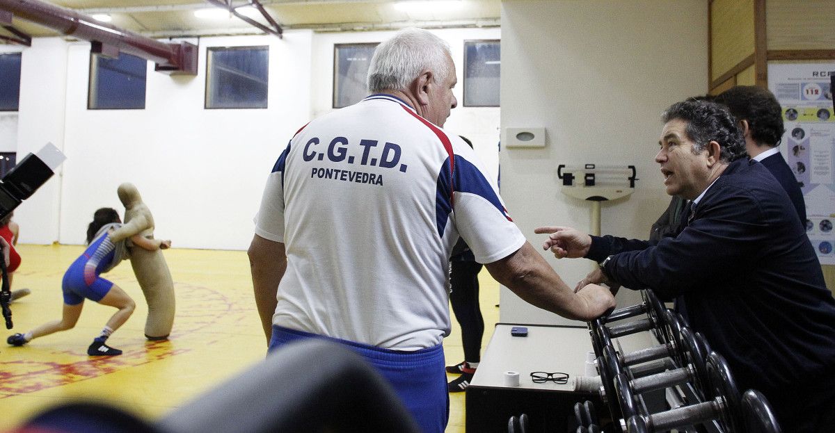 Alexander Kachelaev, na visita de Alberto Núñez Feijóo ao Centro Galego de Tecnificación Deportiva