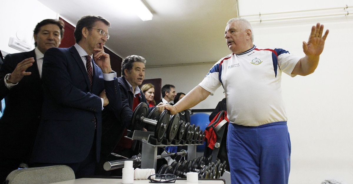 Alexander Kachelaev, na visita de Alberto Núñez Feijóo ao Centro Galego de Tecnificación Deportiva