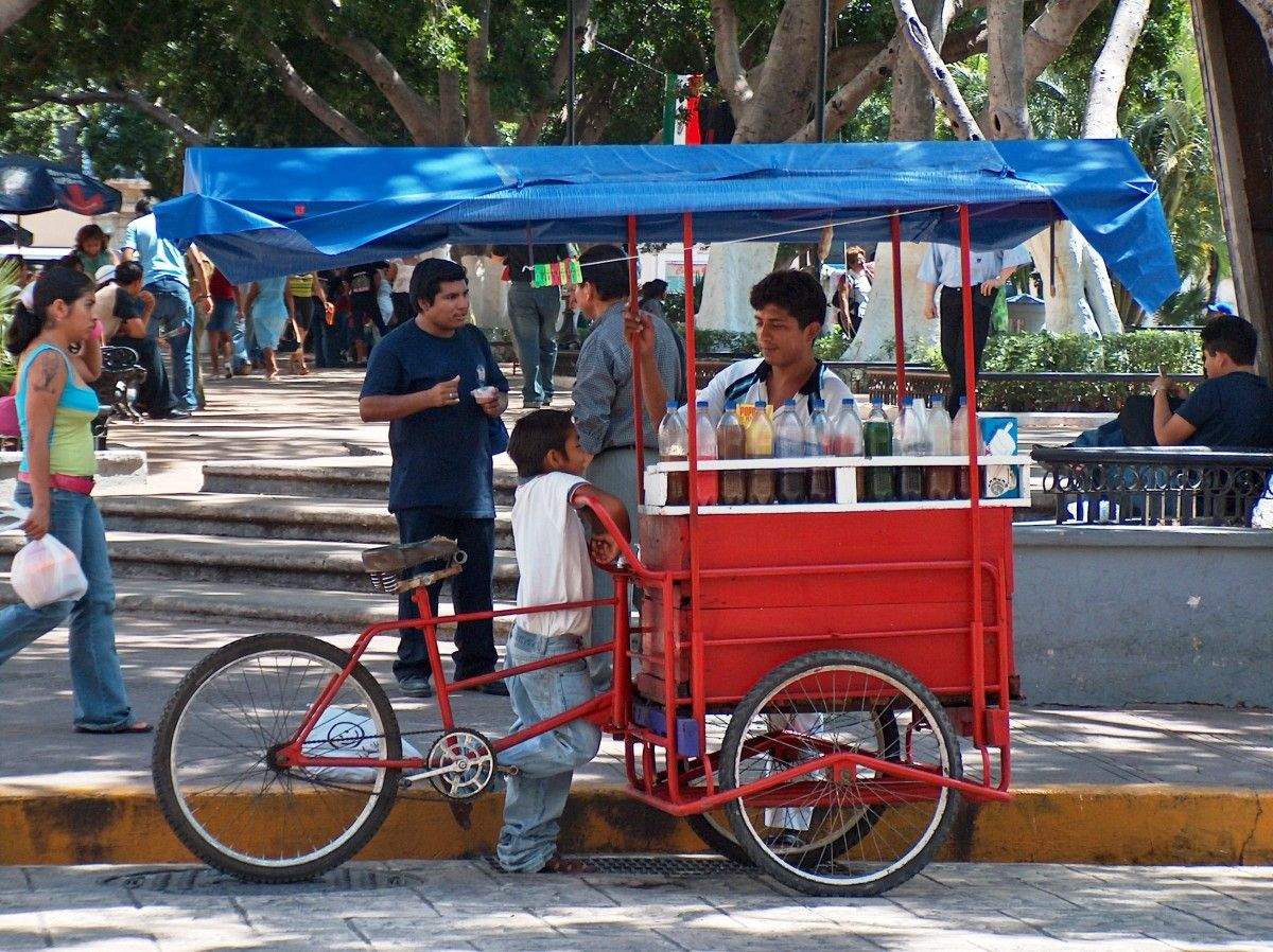 Vendedor de zumes no Zócalo