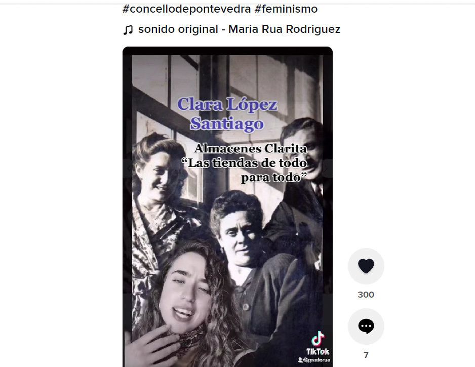 Vídeo en Tik-Tok para salientar o labor de Ernestina Otero, Teresa Fraga e María Santomé
