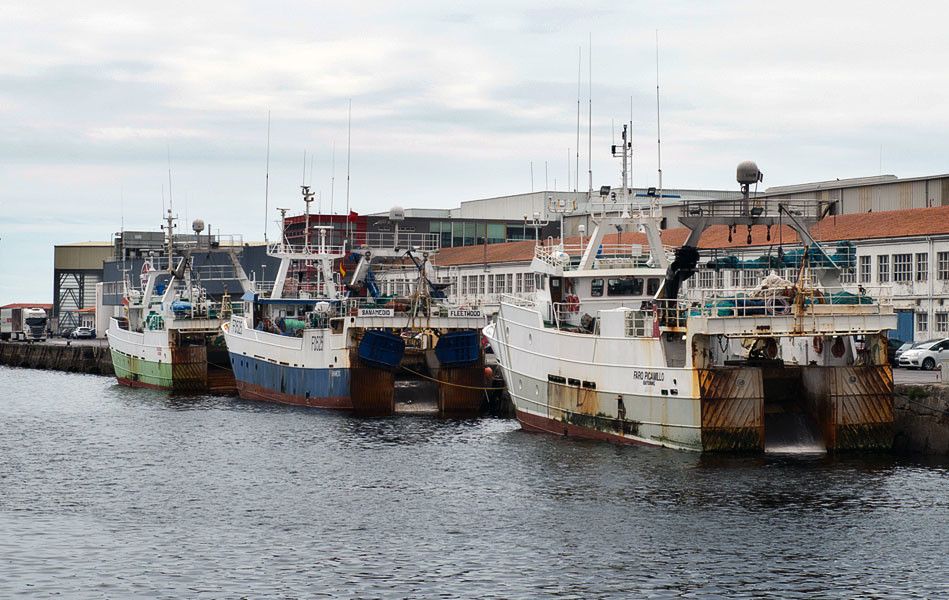 Barcos de pesca amarrados ao Puerto de Marín