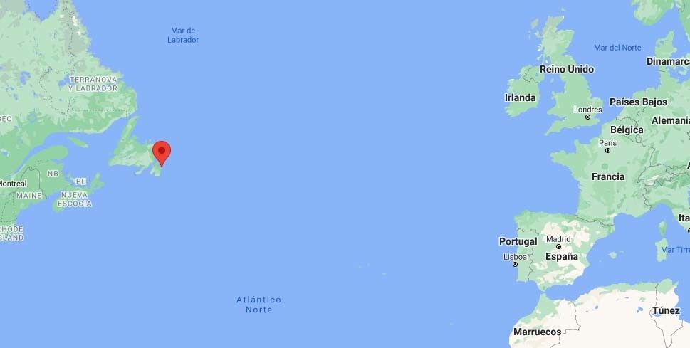 Localización de San Xoán de Terranova (punto vermello)