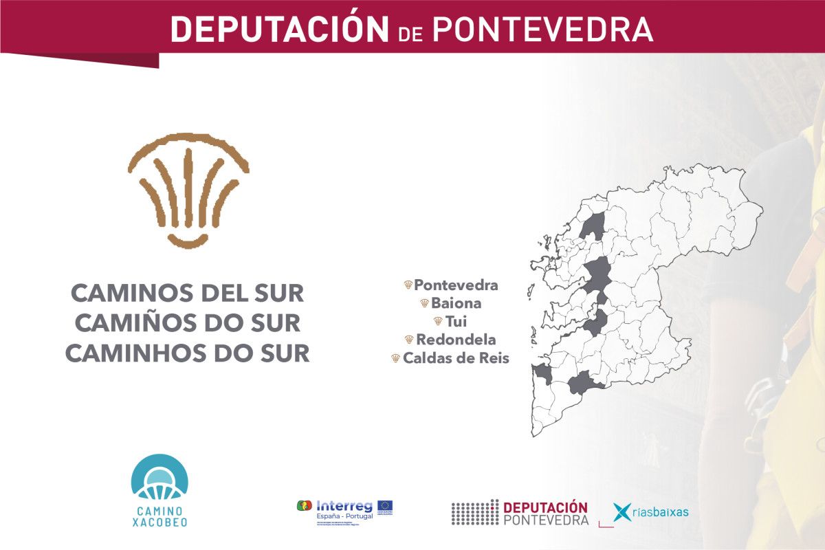 Cartel promocional da exposición itinerante 'Camiños do Sur'