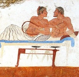 Detalle do fresco do simposio