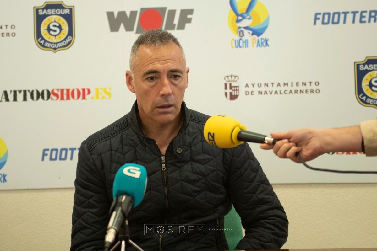 Ángel Rodríguez na rolda de prensa despois do partido ante o Navalcarnero