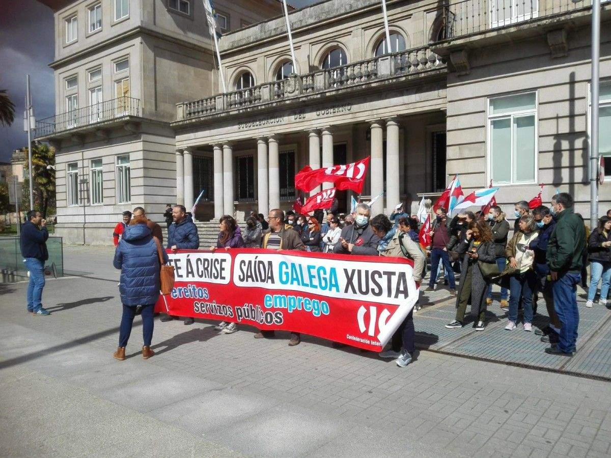 Concentración do sindicato CIG animando a secundar a mobilización do vindeiro 1 de maio