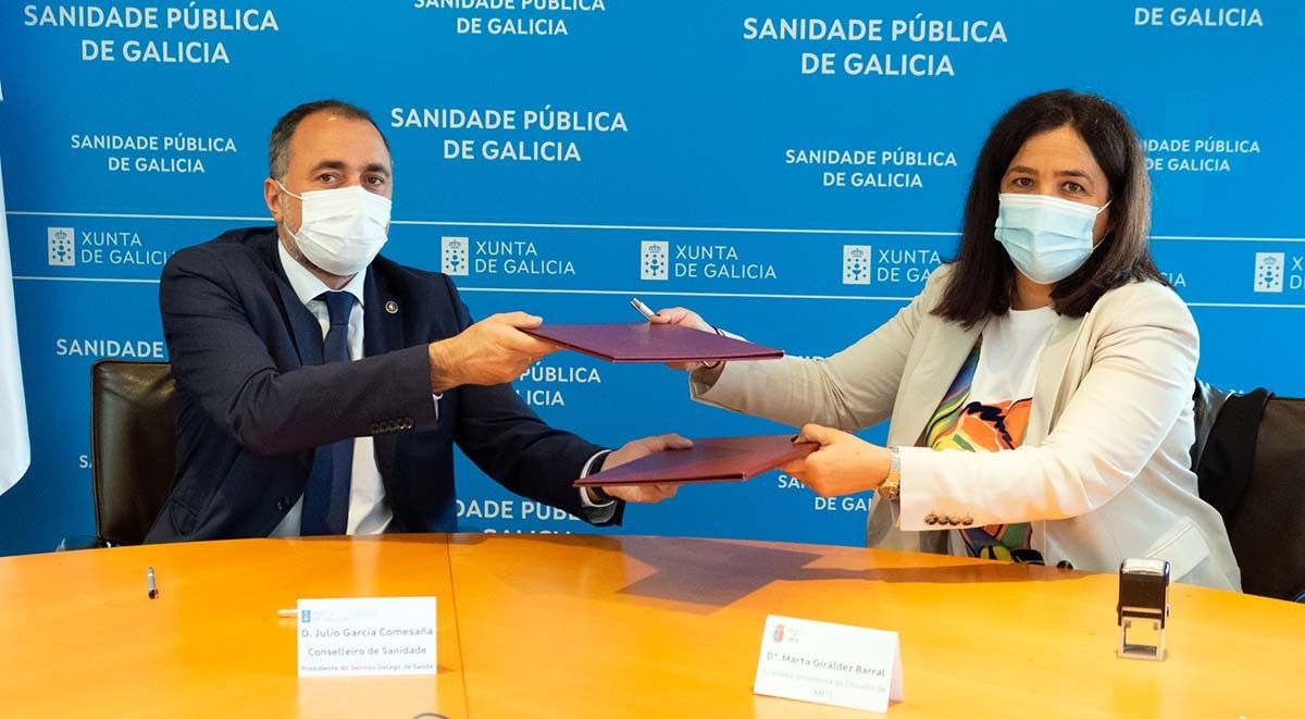 Julio García Comesaña y Marta Giráldez firman el protocolo para el nuevo centro de salud de Meis