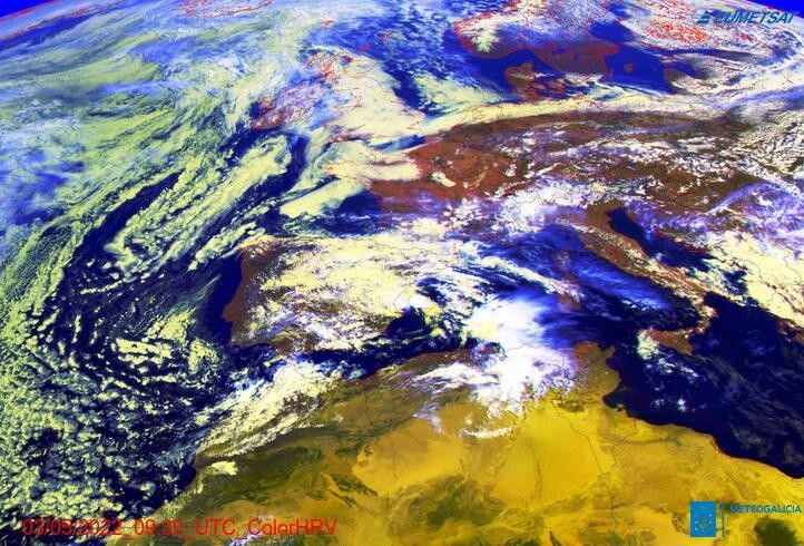 Imaxe do satélite de Meteogalicia durante este martes 3 de maio de 2022