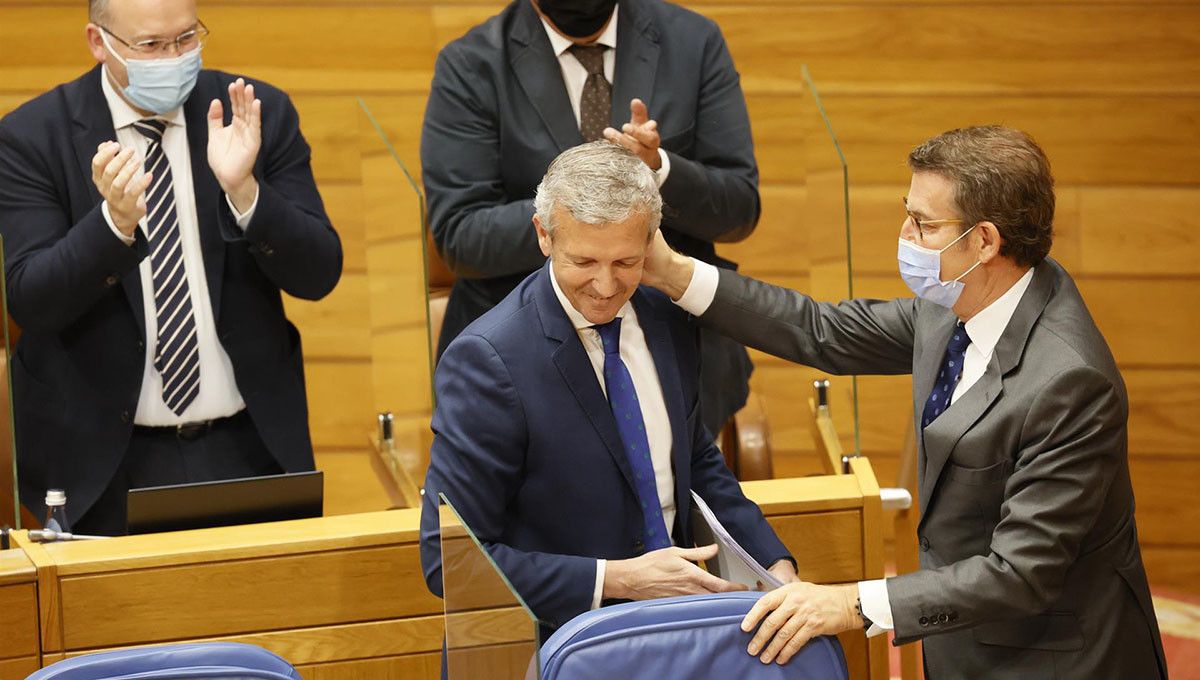 Alfonso Rueda y Alberto Núñez Feijóo, en el discurso de investidura