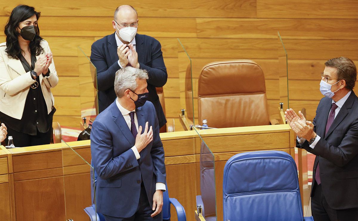 Alfonso Rueda, tras ser investido como presidente de la Xunta