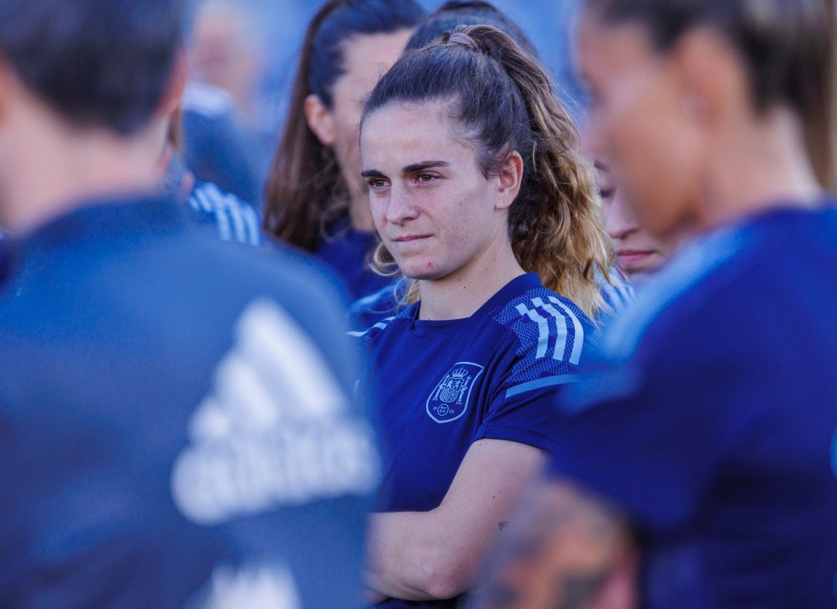 Teresa Abelleira, nun adestramento coa Selección Española Absoluta