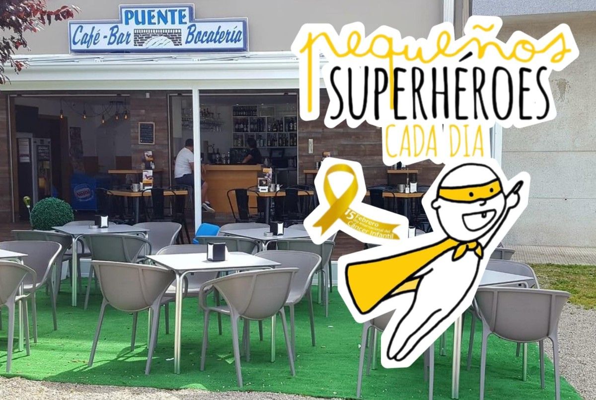Foto del anuncio de la jornada solidaria en el bar El Puente distribuida por el Concello de Sanxenxo