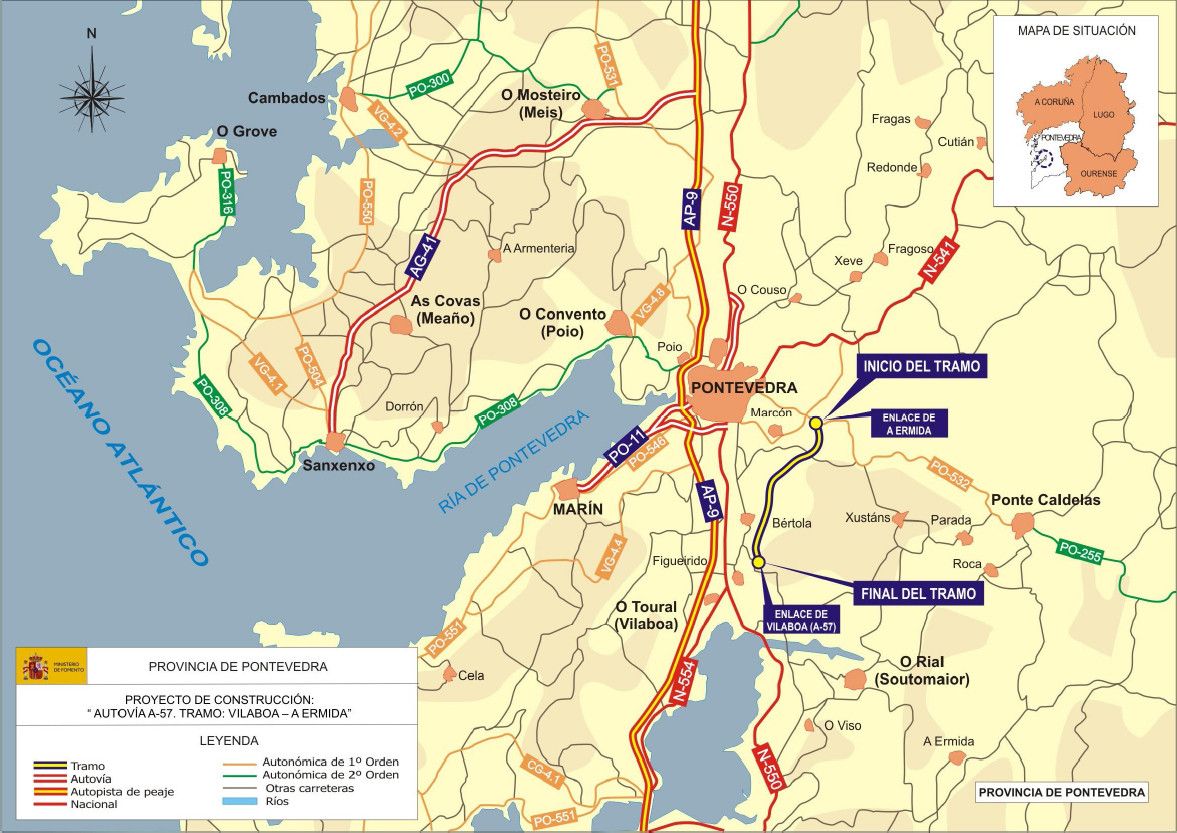 Plano de la futura autovía A-57 