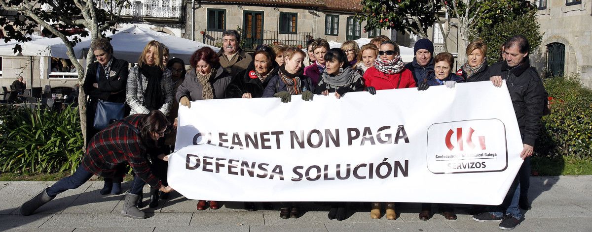 Protesta del personal de Cleanet durante su tercera jornada de huelga