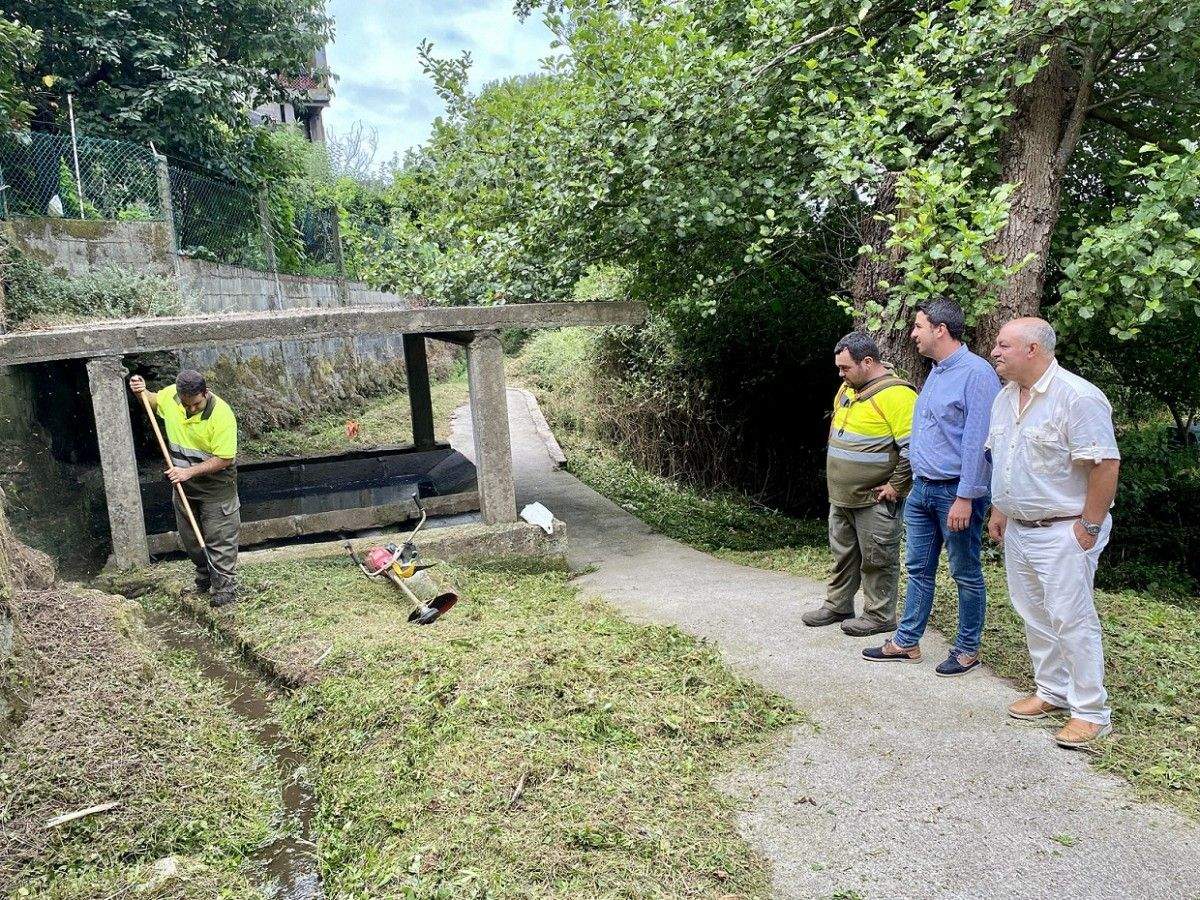 Operarios de la asociación Juan XXIII desbrozan zonas rurales de Marín