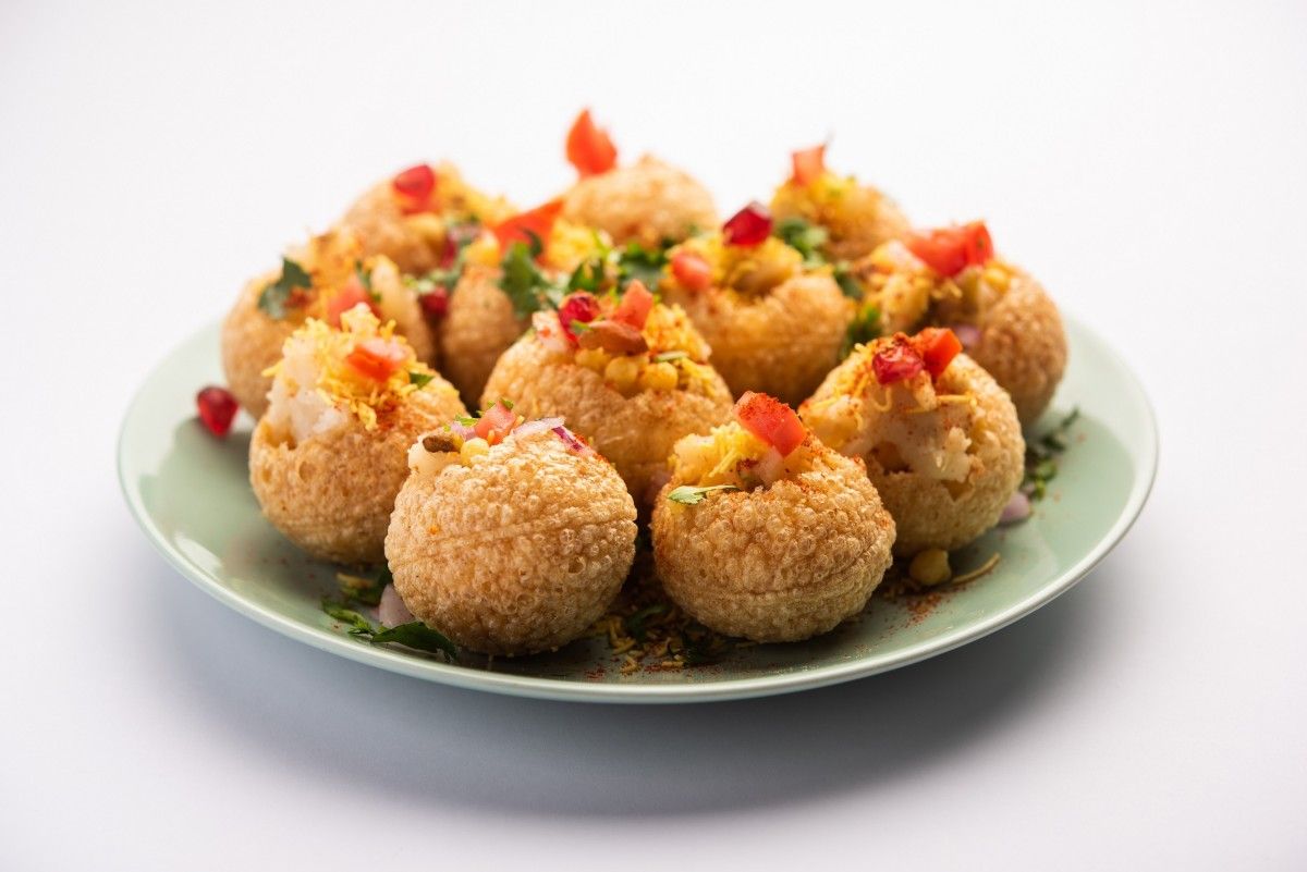 Bolas de pan frito 'panipuri'