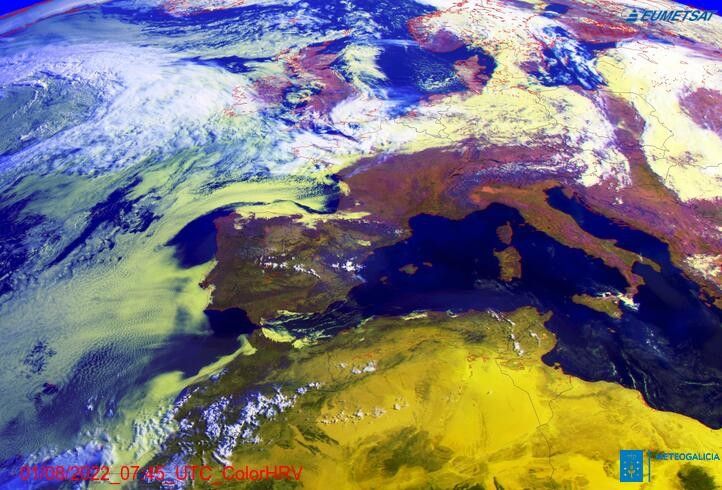Imagen de satélite de Meteogalicia durante este lunes 1 de agosto de 2022