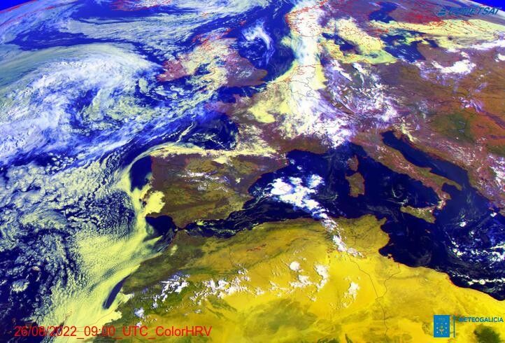 Imaxe de satélite de Meteogalicia este venres 26 de agosto de 2022