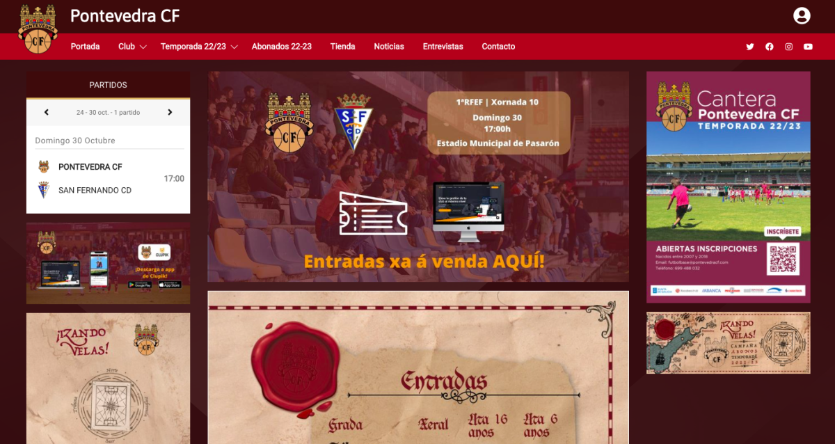 Actualización de la página web del Pontevedra Club de Fútbol