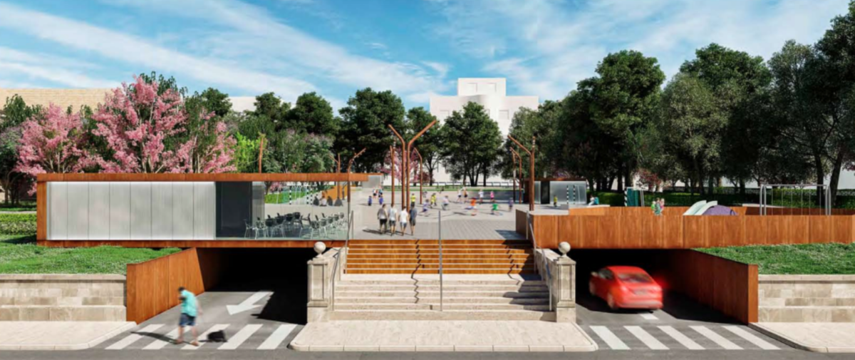 Infografía del proyecto de aparcamiento subterráneo en el Parque Eguren de Marín
