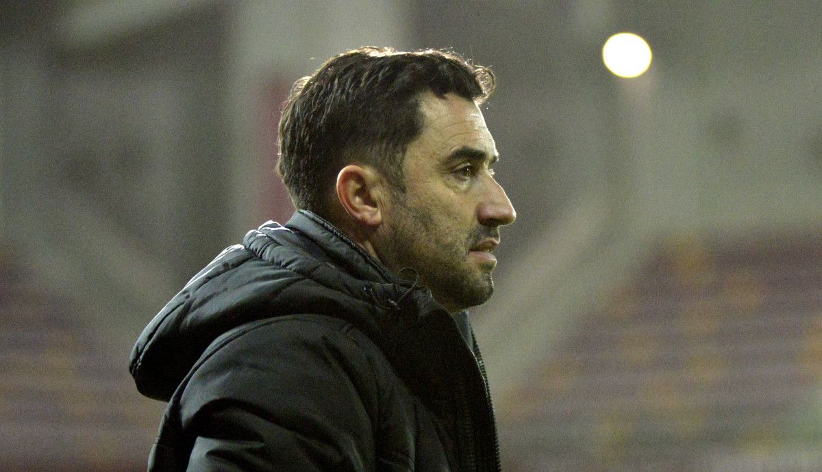 Antonio Fernández, adestrador do Pontevedra durante o encontro de Copa do Rei contra o Tenerife
