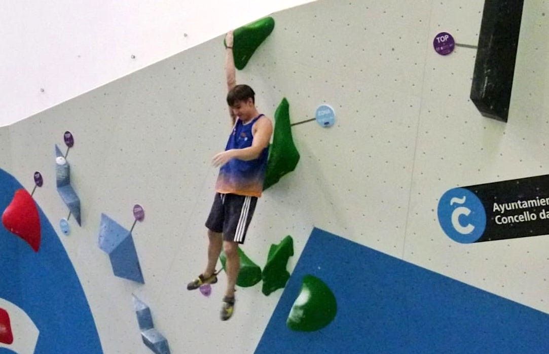 Xavi Carballo, no campionato de escalada celebrado na Coruña