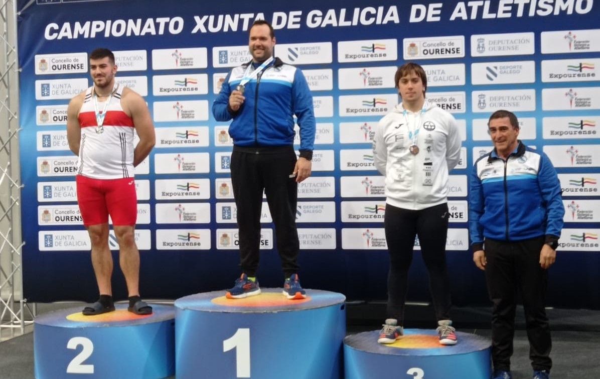 Víctor Gallego, da Sociedad Gimnástica, é campión autonómico de lanzamento de peso por décimo terceira vez