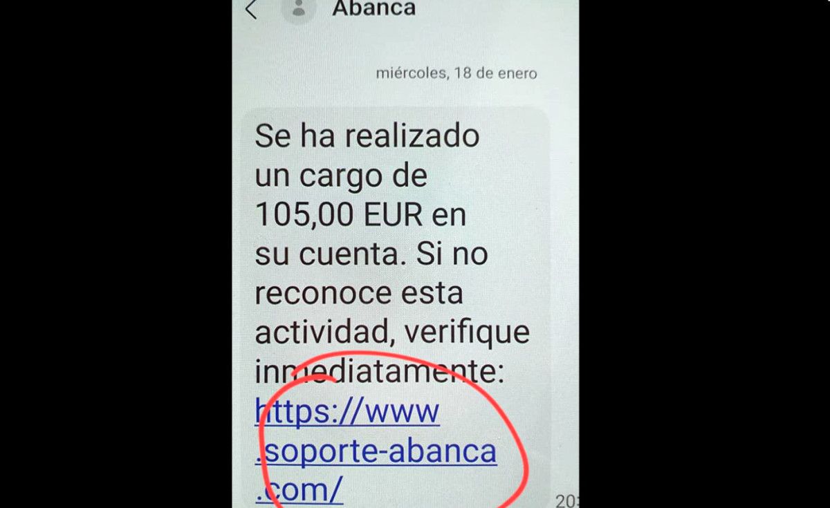 Fórmula que empregan para estafar á xente pedindo que se prema nunha ligazón