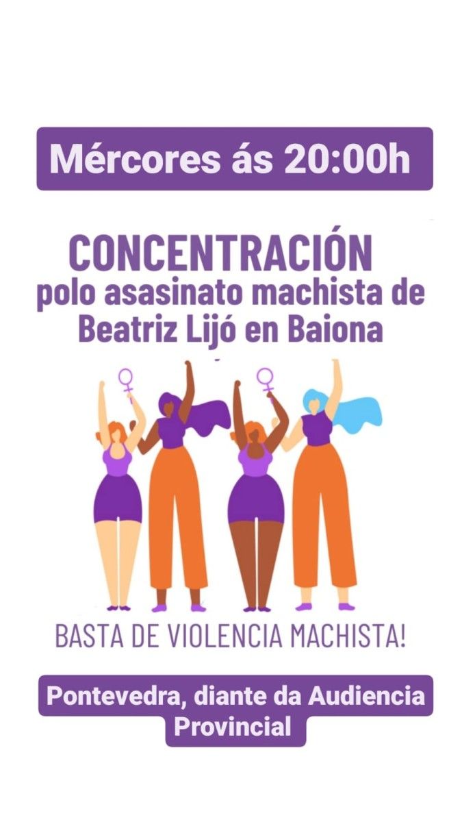 Anuncio de concentración polo asasinato machista de Baiona